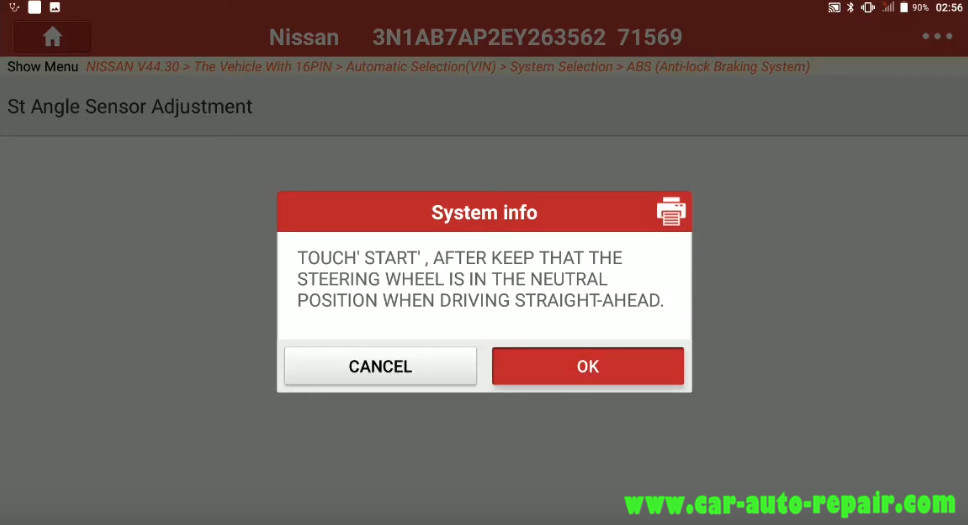 Nissan Sentra 2014 Steering Angle Sensor Adjustment (12)