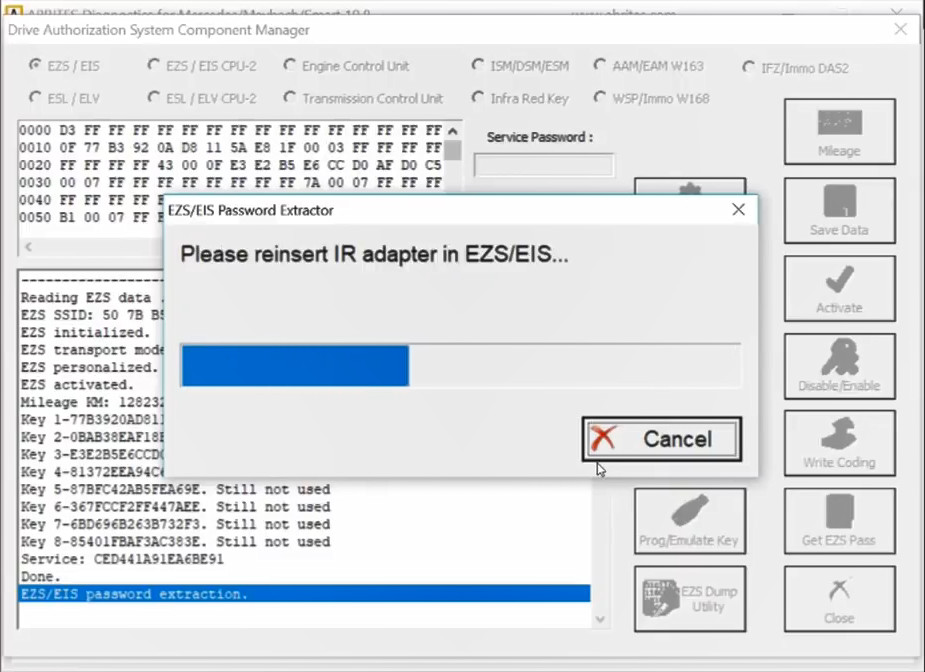 AVDI Read Benz W221 Password for All Key Lost Programming (14)