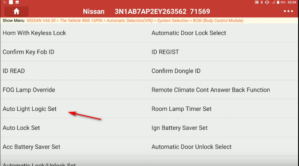 Launch X431 Torque Change Auto Light Logic Setting for Nissan Sentra (10)