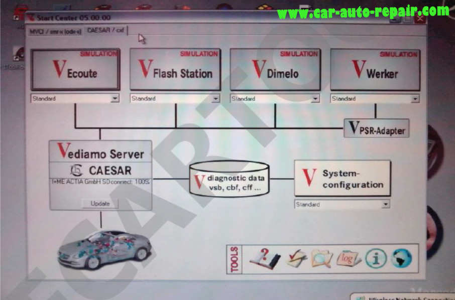 In this Vediamo guide,car-auto-repair.com will show you guide on how to use Vediamo software to change Max speed limit for Mercedes Benz R class 251.And for more Benz Vediamo projects,please check here:Benz Vediamo Projects Preparations: Benz Vediamo Software Free Download Procedures: Connect MB SD C4 interface to Benz R251,then run Vediamo software and select “VEcoute” 1 Select “251 cbf” to build connection 2 In this case,the car equip with M272 engine,and the ECU is ME9.7 So here we select”ME97”,click “OK” to continue 3 4 Click sub-options to select “Function” 5 Double click “DJ_Zugriffsberechtigung” 6 It will show you with below massage,it mean you access permission 7 After then,select “Coding” option from menu,and then select “Variant Coding” 8 Select “lmplicit_Coding_ME97” 9 The original code value show as below 10 Now select “Vmax”,and then select new max speed from right list 11 Select “250km/h” 12 Click “ECU-Coding” button 13 After you coding max speed limit successfully,the massage will show as below 14