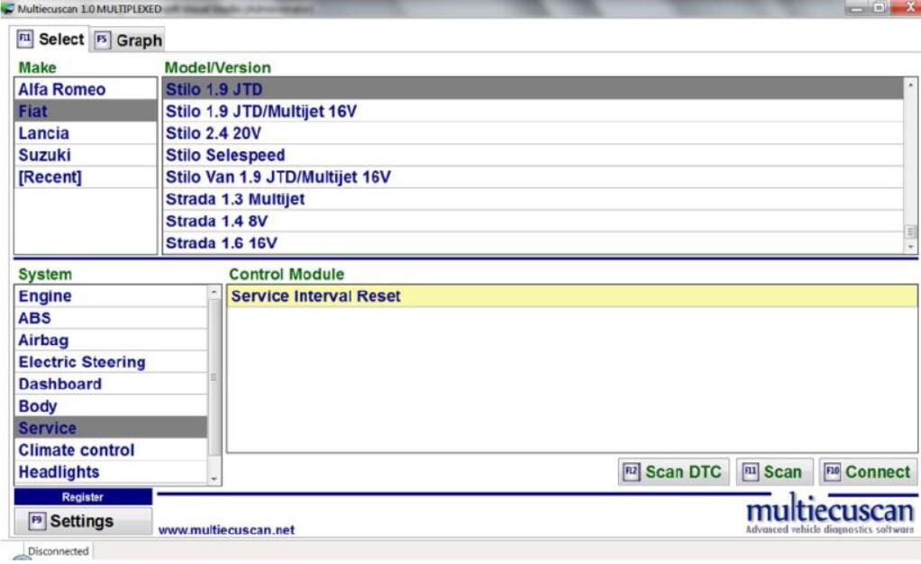 FIAT Stilo Service Interval Reset by Multiecuscan After Oil Change (1)