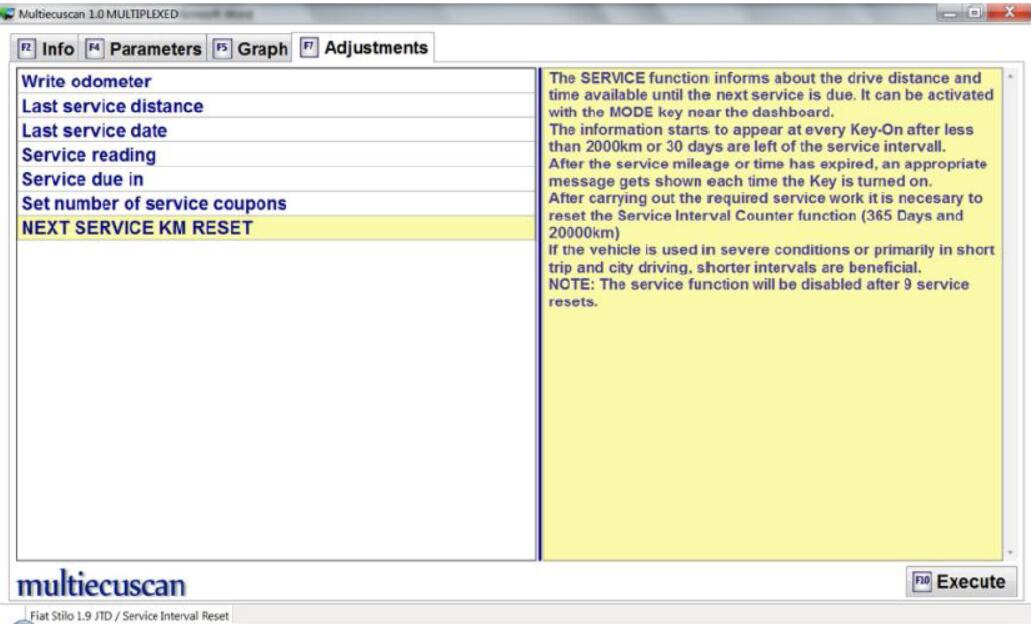 FIAT Stilo Service Interval Reset by Multiecuscan After Oil Change (4)