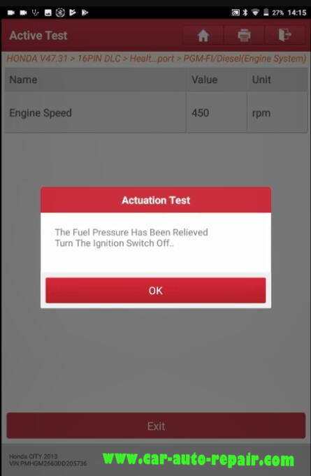 Honda Actuation Test -Fuel Pump off by Launch X431 (7)