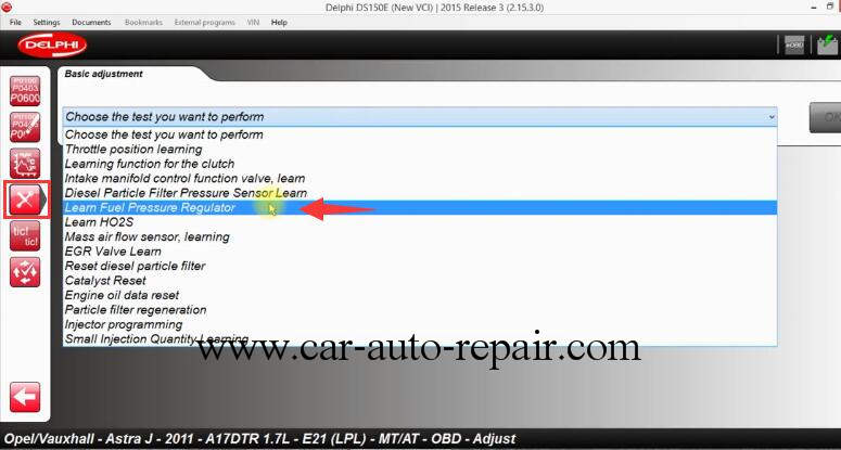 How to Use DS150E Learn Fuel Pressure Regulator for Opel Astra J 2011 (5)