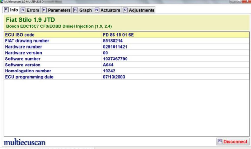 How to Use Multiecuscan to Diagnose Fiat Stilo 1.9 JTD (4)