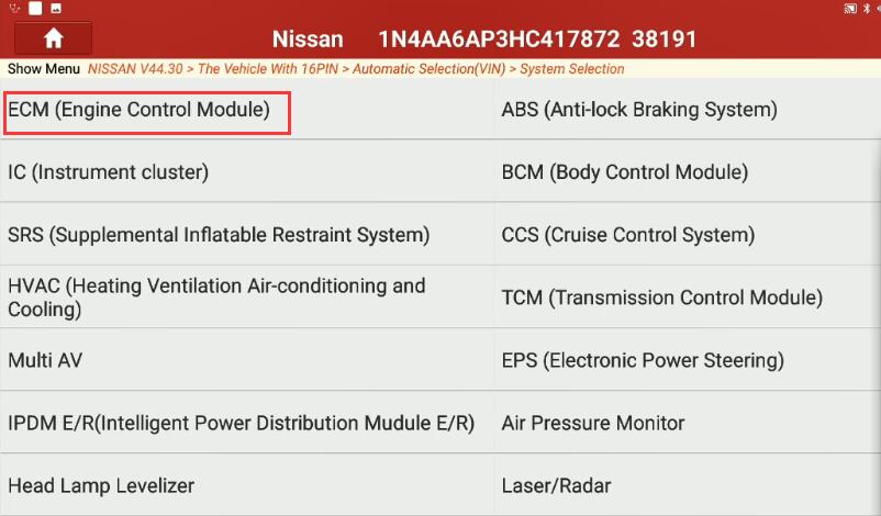 Nissan Maxima 2017 Idle Air Volume Learning by Launch X431 (3)