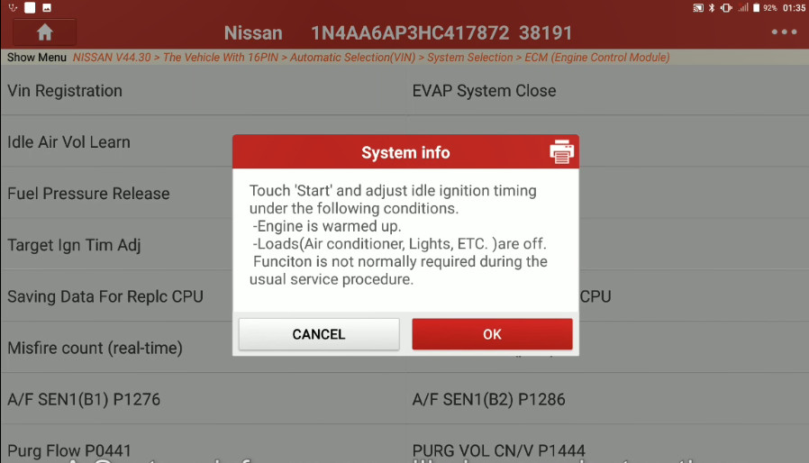 Nissan Maxima 2017 Target Ignition Timing Adjustment (7)