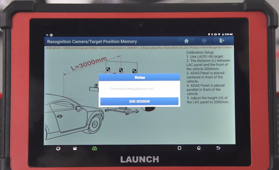 Toyota Camry 2019 Front Camera Calibration by Launch X431 ADAS (8)