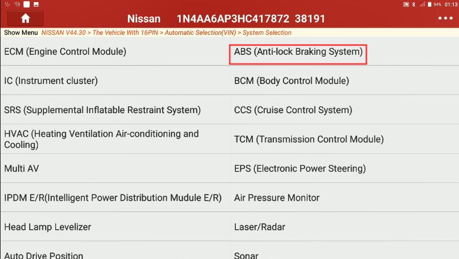 Decel G Sensor Calibration for Nissan Maxima 2017 by Launch X431 (3)