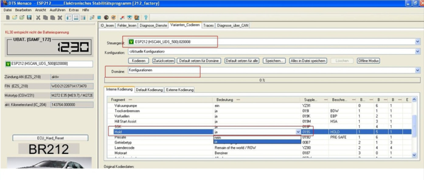 How to Use DTS Monaco Coding for Benz Brake Hold Function (2)