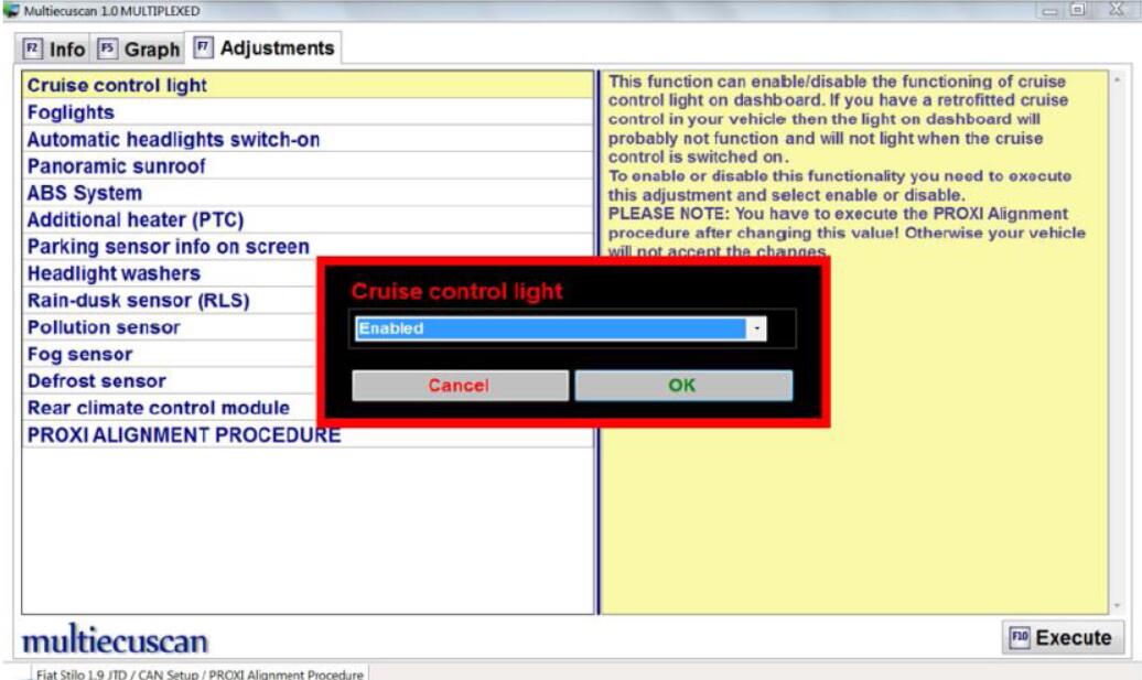 How to Use Multiecuscan to Activate Cruise Control Light for Fiat Stilo (5)