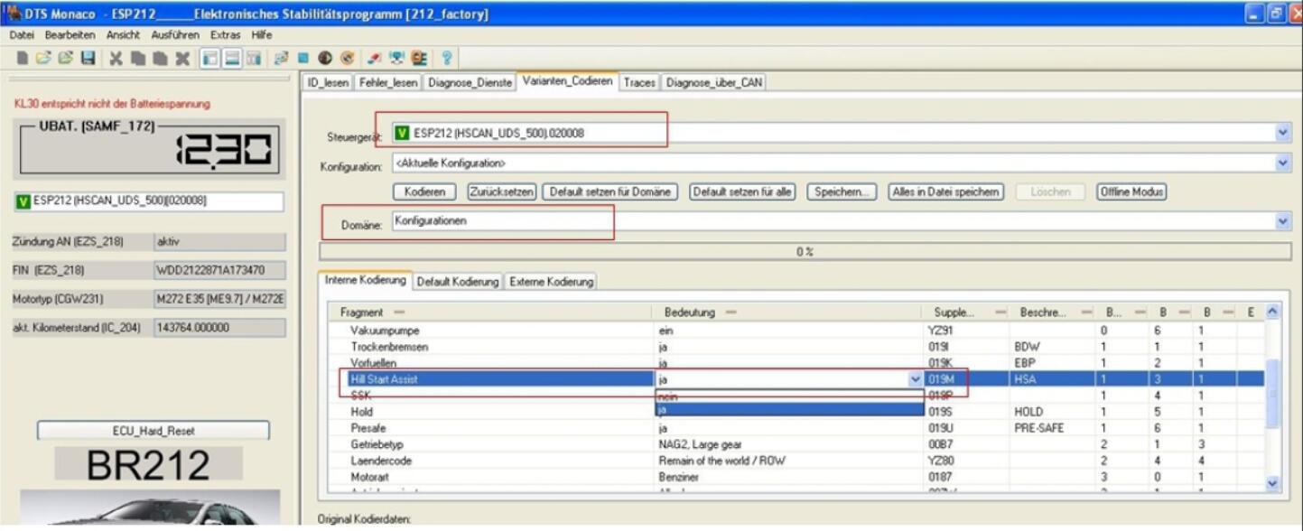 Mercedes Benz Hill Assist Start Function Coding by DTS Monaco (2)