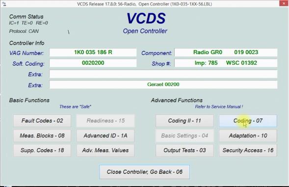 VCDS to Active AUX Function for RCD300 by Yourself (4)