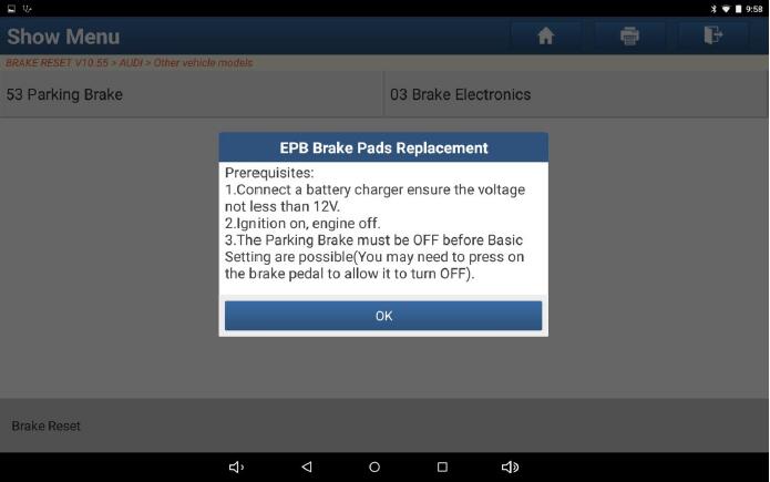 Launch-X431-Audi-A7-2012-Brake-PAD-Replacement-Programming-4