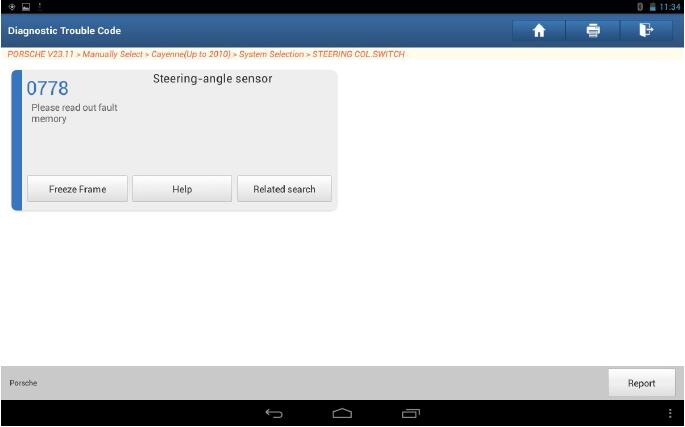 Launch-X431-Reset-Porsche-Cayenne-2008-Steering-Angle-0778-Trouble-Code-1