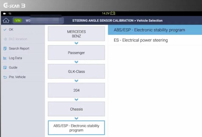 How to use GScan calibrate Steering Angle Sensor(SAS) for Mercedes