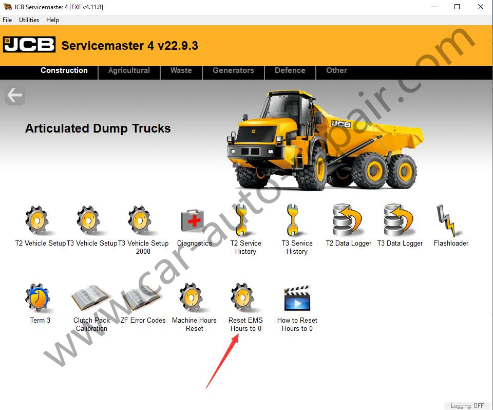 How To Reset JCB Articulated Dump Trucks EMS Hours To 0 Auto Repair 