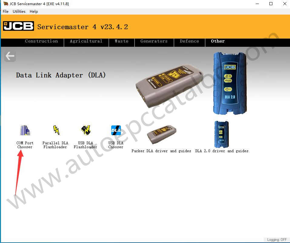 How to Configure DLA Type and Communications Port on JCB ServiceMaster (3)
